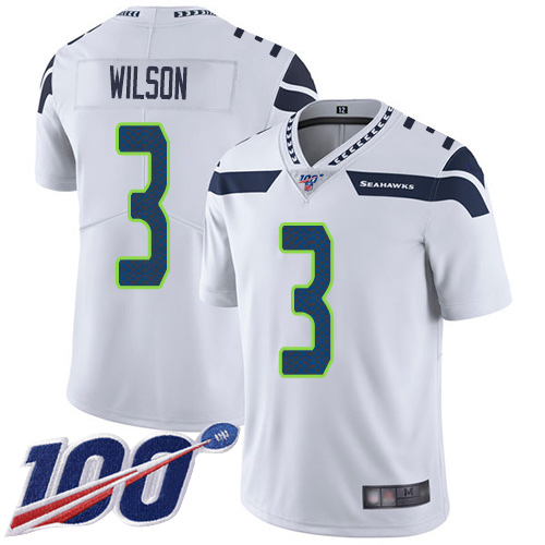 Seattle Seahawks Limited White Men Russell Wilson Road Jersey NFL Football #3 100th Season Vapor Untouchable->youth nfl jersey->Youth Jersey